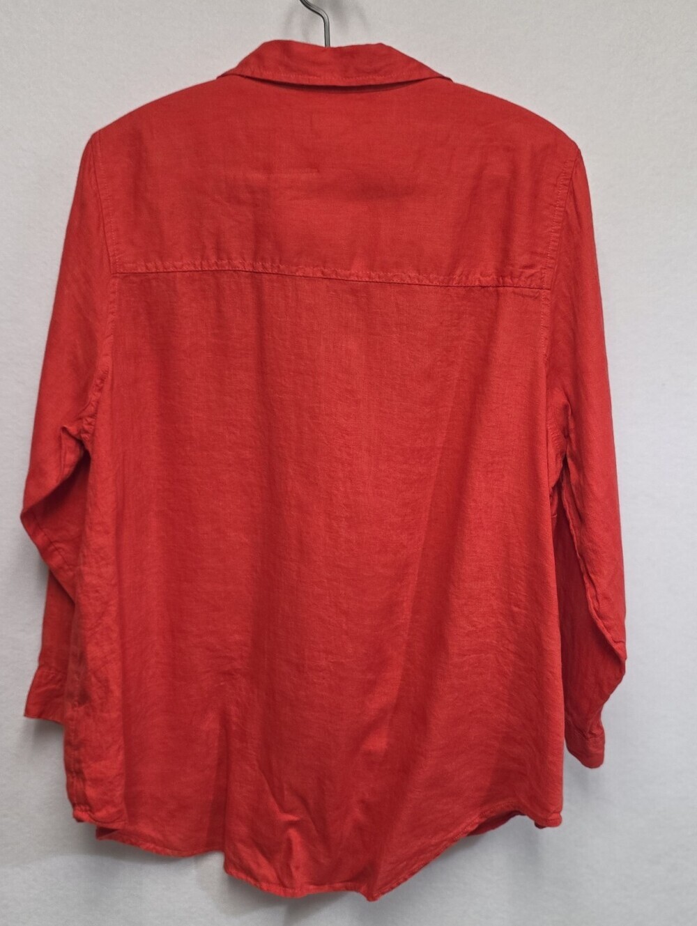 Sigrid Olsen Womens Size 1X Deep V-Neck Linen Roll Tab Sleeve Button-Down Shirt - Picture 9 of 10